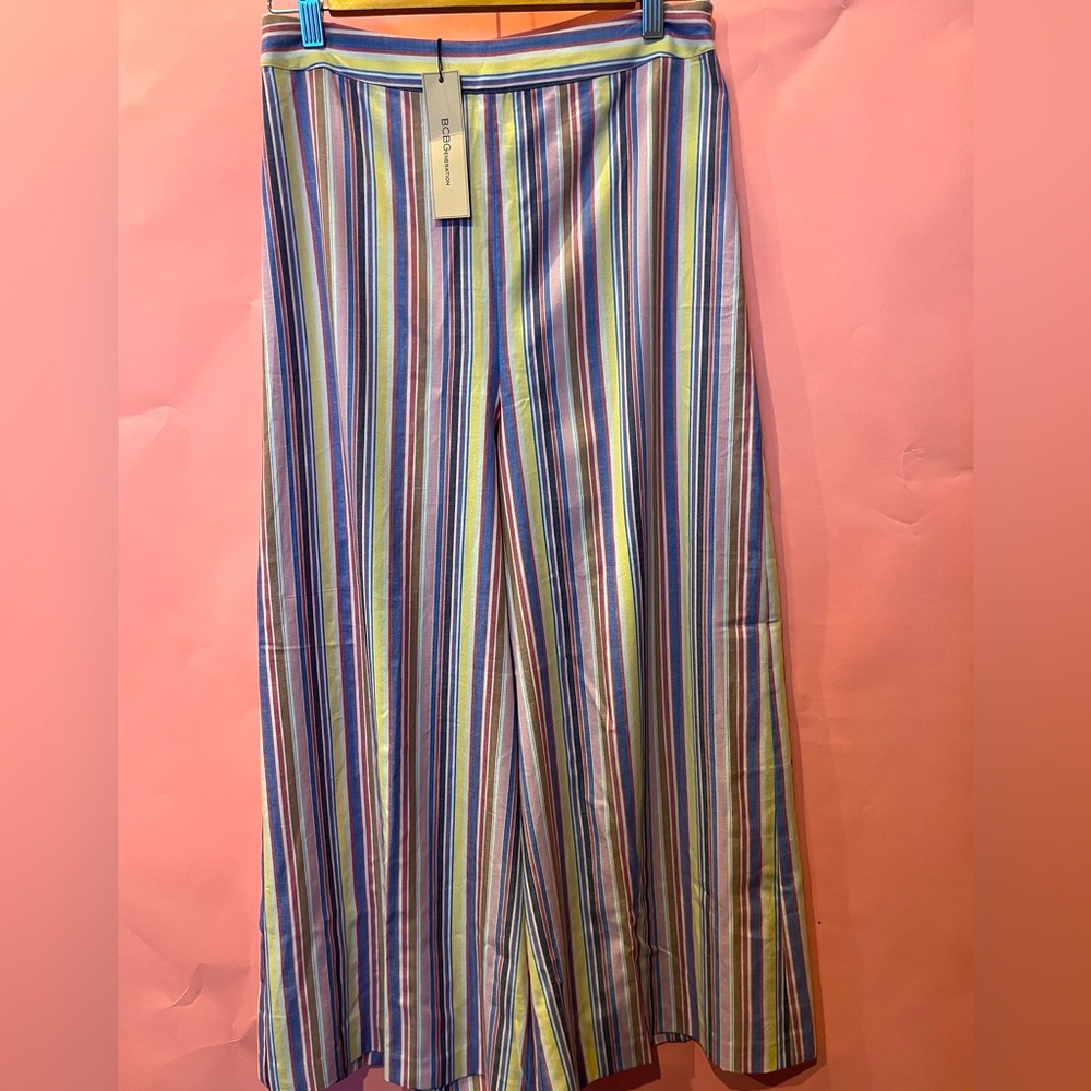 Blue yellow pink stripes capri pants bcbgeneration size small new